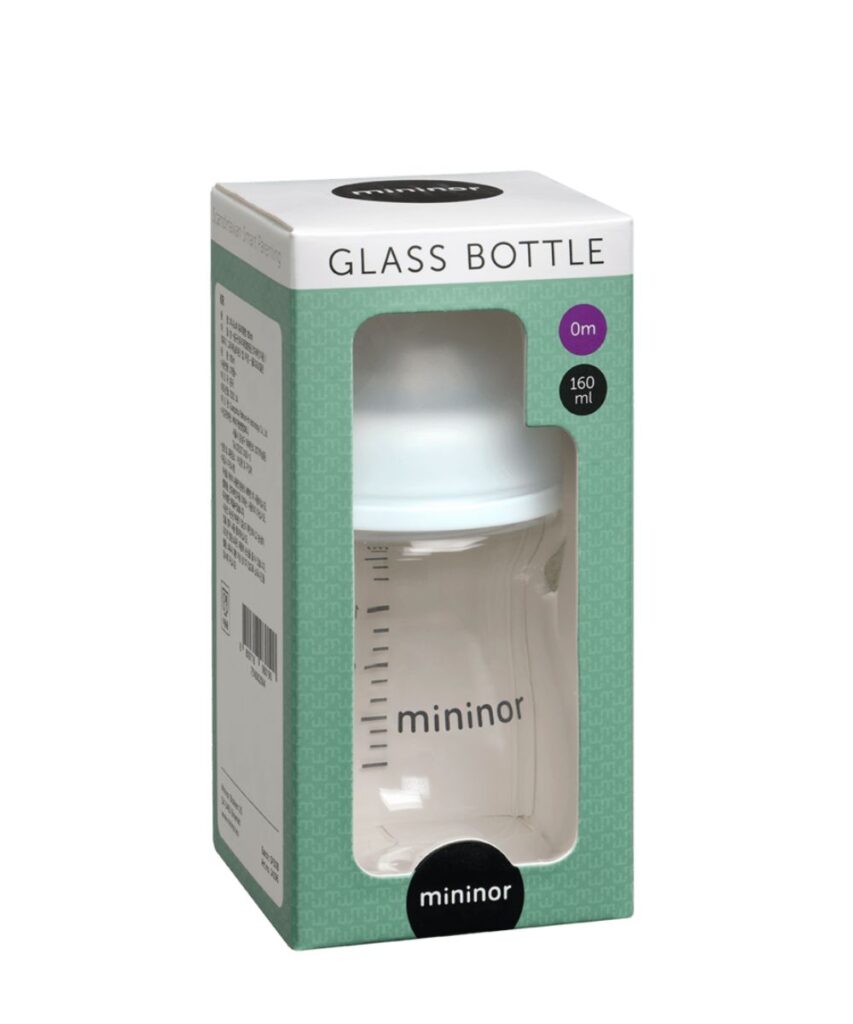 Biberon en verre MININOR, 0 mois, 160 ml